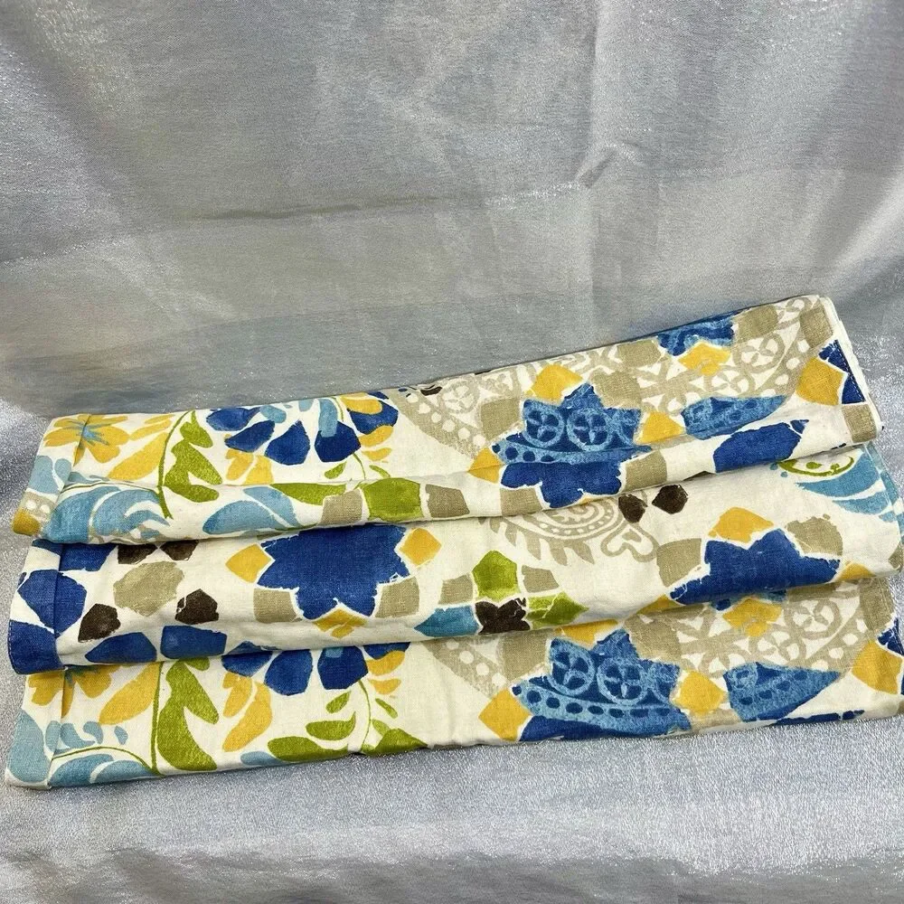POTTERY BARN Table Runner Floral Tropical Linen/Cotton Blend 18x88